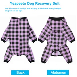 Dog Recovery Suit Full-Zipper After Post-Surgery Large Medium Dogs, Dog Bodysuit for Prevent Licking& Chewing Wounds Onesies Cone Alternative (Purple, 3X-Large)