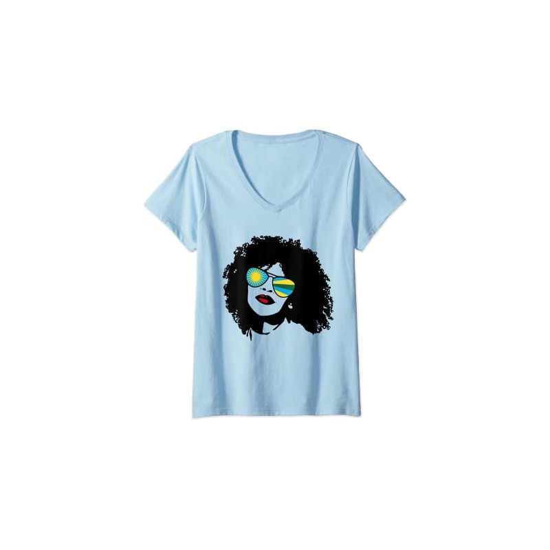 Womens Rwanda Rwandan Woman Black Heritage Curly Hair Afro Flag