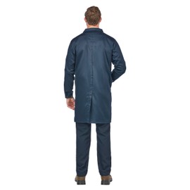 Bulwark FR mens Fr Concealed Snap-front medical lab coats, Navy, X-Large US