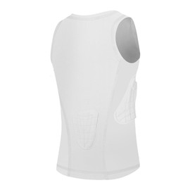 GRDFLX Youth Kids Padded Compression Shirt Football Rib Protectors Chest Guard 4-Pads Padded Shirt Protective Gear for Baseball Softball White