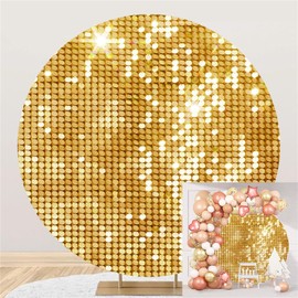 Polyester Diameter 6.5ft Round Gold Not Glitter Sequin Photography Background Modern Abstract Backdrop Birthday Party Baby Shower Decoration Supplies Adult Kids Portrait Photo Prop