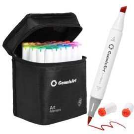 GenuisArt GenuisArt 49 Alcohol Markers,With Bleeding-Proof Drawing Mat,Dual Tips Art Markers for Coloring,Sketching,Card Making and DIY Patinting- Perfect for Adults and Kids -Refillable