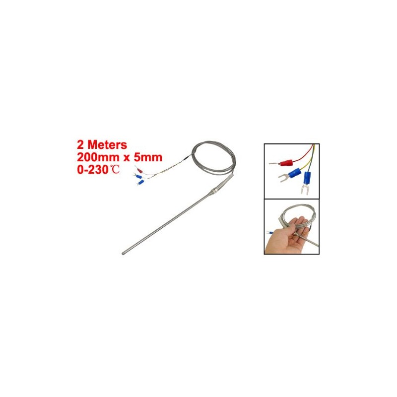 Sourcingmap 2M Wire Temprature Sensor Thermocouple Probe PT100 200mm x