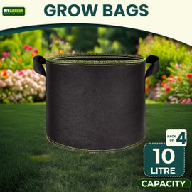 My Garden Grow Bags 10 Litre Fabric Planter Pots with Handles 320g Thickened Nonwoven Breathable Growing Bags for Vegetables, Herbs, Flowers, Tomatoes, Potatoes & Fruits (4, 10 Litres)