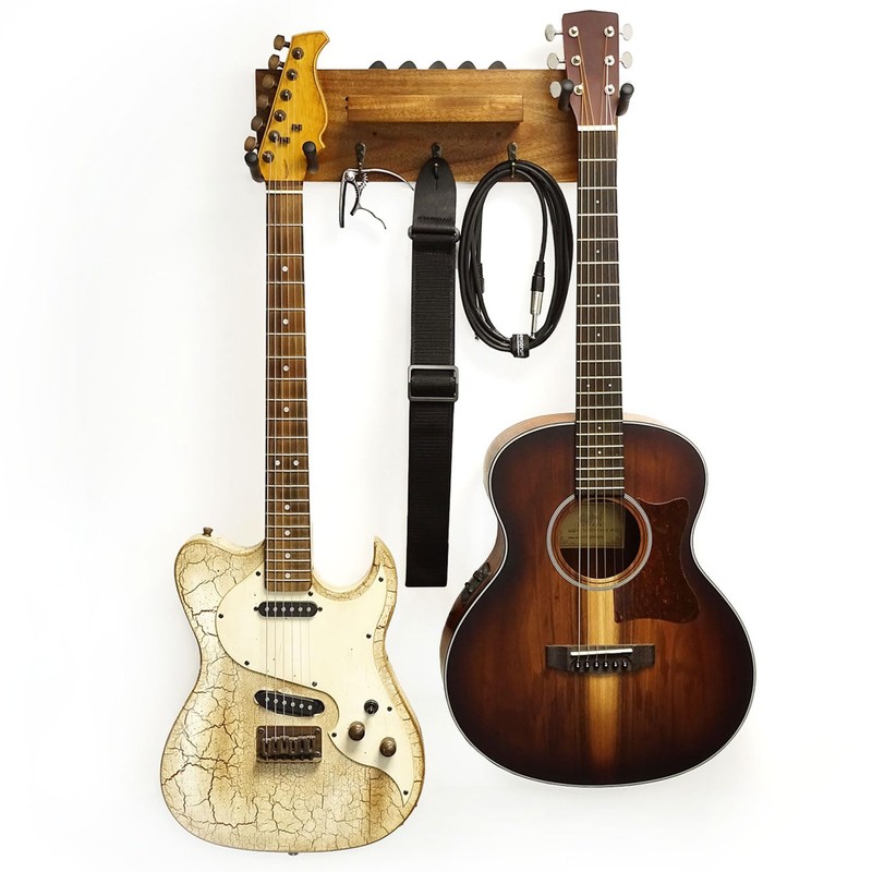keepdrum GS039a Double Guitar Wall Mount Wooden Wall Mount for