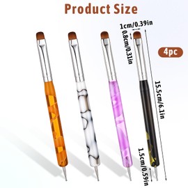 4 PCS French Tip Brush, 2-Way French Brush for Nails, Multicolor Acrylic Nail Tip Tool Brushes for Nail Art Design Professional Manicure