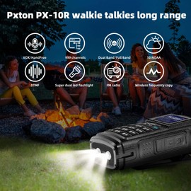 pxton 999 Channels ham Radio Dual Band Handheld Two Way Radio Waterproof walkie talkies for Adults Long Range with Wireless Frequency Copy,NOAA,VOX,Super Flashlight USB-C Charger and Li-ion Battery