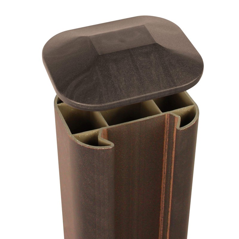 Walnut, Flat Cap for Composite Fence Post of Plastic Eco