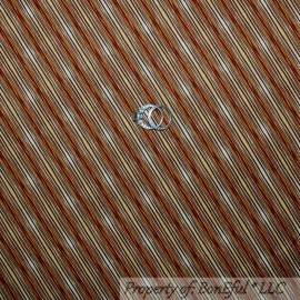 Signature BonEful Fabric FQ Cotton Quilt Brown Red Gold Ethnic Stripe Wood Texture Blender