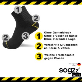 Work Socks Quarter Socks Men's Short | 6-12 Pairs | Work Trainer Socks Half Height Short Socks 75% Cotton Worker Socks e.g. for Work Shoes, Work Socks, Model: Work Quarter Basic, (1) Black / Black | 6