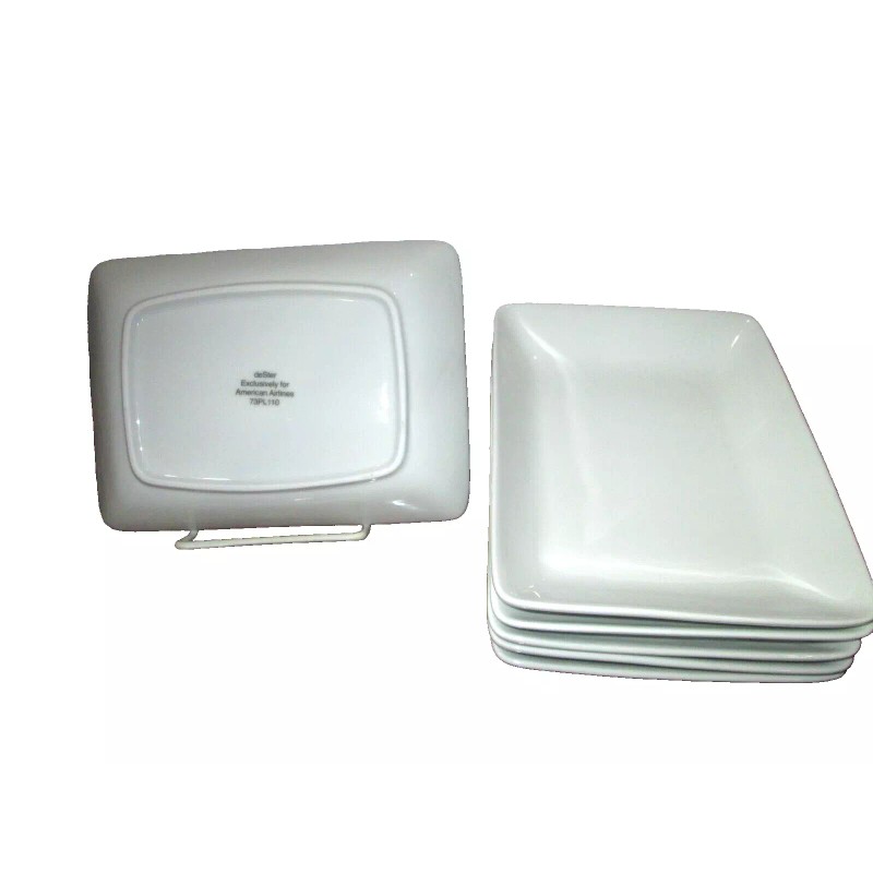 SET of 6 AMERICAN AIRLINES FIRST CLASS WHITE PORCELAIN ENTREE
