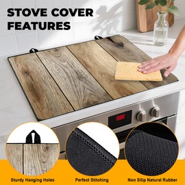 Stove Top Cover for Home Decoration Kitchen Pad Washable Cooktop Covers Countertop Stove Protector Mat for Home Kitchen Cooktops (Wood grain, 30"x21")