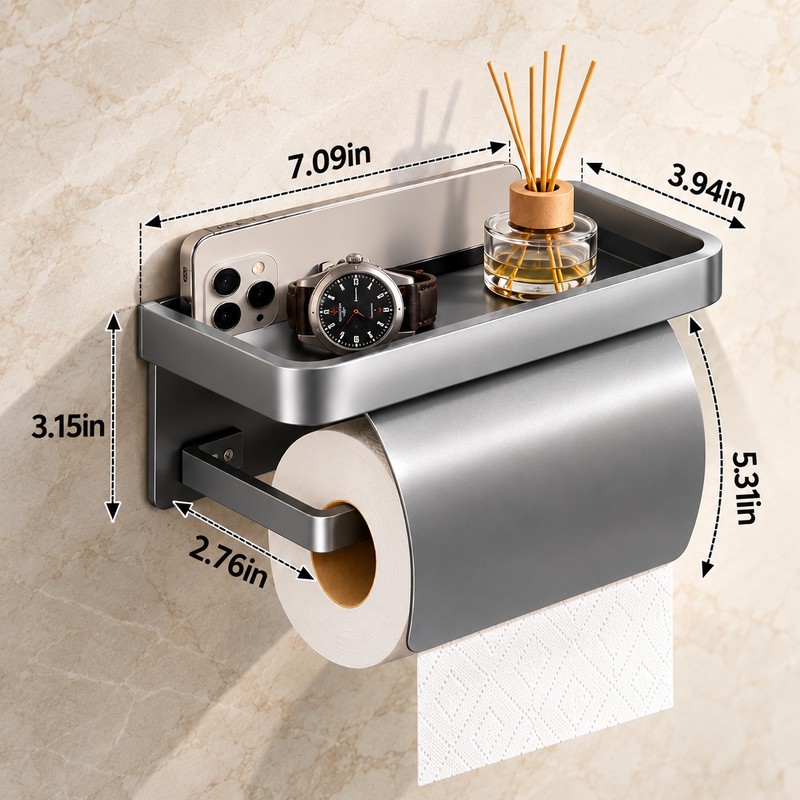 Toilet Paper Holder for Bathroom – Aluminum Alloy Self-Adhesive Wall