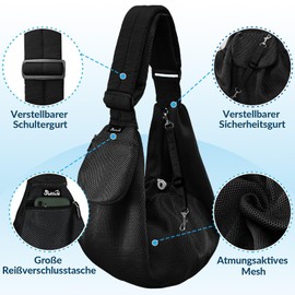 SlowTon Dog Carrier Bag, Pet Sling Carrier Shoulder Bag, Adjustable Padded Shoulder Strap with Front Pocket, for Walking, Outdoor Activities and Excursions