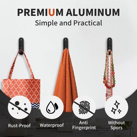 SARIHOSY Bathroom Hooks Black Door Coat Hook, Antique Brass Wall Hooks Black Mounted, Black Wall Mount Hooks for Hanging, Grey and Black Clothes Coat Hooks