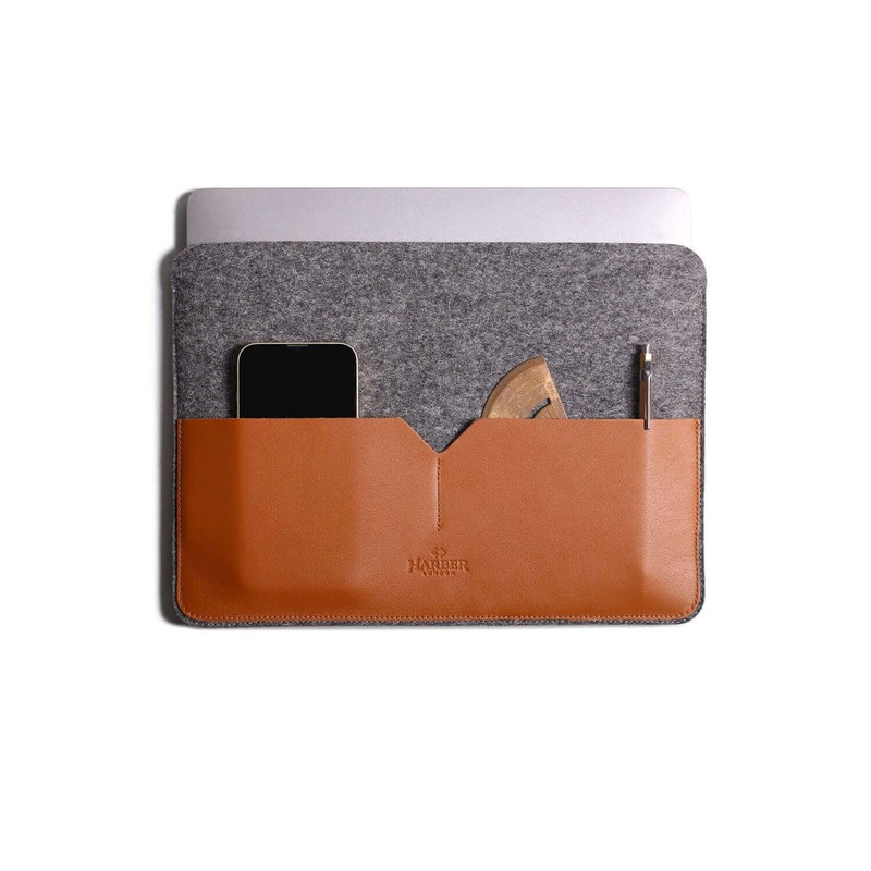 Harber London Classic - Leather and felt Laptop Sleeve (Macbook