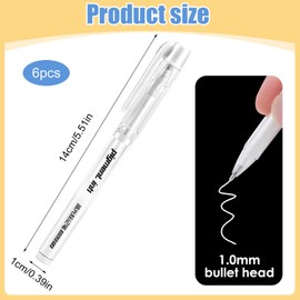6 Pcs White Gel Pens,1.0mm White Fine Liner Art Highlighter Ballpoint Pen,Gel Smooth Pigment Ink Rollerball for Art Drawing Sketching Writing Illustration Coloring Books Archival Artists School