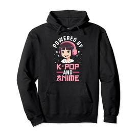 Powered by K-pop and Anime Kpop Merch Merchandise Gift Pullover Hoodie