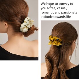 Velscrun 20 Pcs Floral Plaid Solid Color Scrunchies, Scrunchies for Girls Women with Chiffon, Hair Scrunchies for Women's Hair Elastics Bands Ponytail Holder Bulk, Hair Accessories Hair Ties Gifts