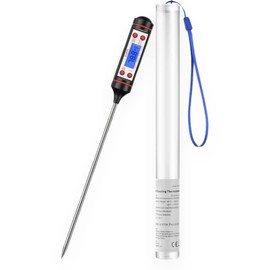 KasaBona Lcd Digital Thermometer Probe Food Milk Water BBQ Turkey Temperature Catering Kitchen Cooking Stainless Steel Instant Reading