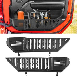 BEEYEO Metal Front Door Storage Box for Wrangler JL JLU 4XE 2018-2025, Gladiator JT 2020 2021 2022 2023 2024 2025 Interior Door Side Insert Organizer Storage Expansion Accessories, 2PCS