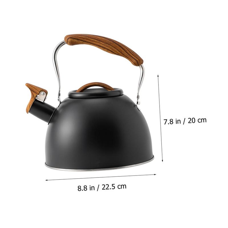 GRIRIW Ergonomic Handle Design Black Whistling Kettle for Heating Tea