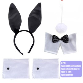 5-Piece Women's Bunny Accessory Set, Bunny Costume, Bunny Ears, Headband, Rabbit Cosplay Set, Rabbit Ears and Tail Set, Easter Rabbit Ears, Headband, Rabbit Ears, Headband, Bow Tie Tail
