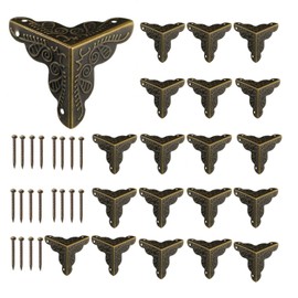 Antique Furniture Corner Edge Protectors, Pack of 20 Metal Edge Protectors, Vintage Corner Protectors, Metal with Screws for Furniture, Jewellery Box, Gift Box, Cabinet, Includes (Bronze)