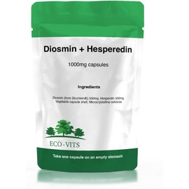 ECO-VITS DIOSMIN & Hesperidin (1000MG) 30 Tablets, Circulation & Vein Health Support, Reduces Leg Discomfort & Swelling, Antioxidant Herbal Supplement
