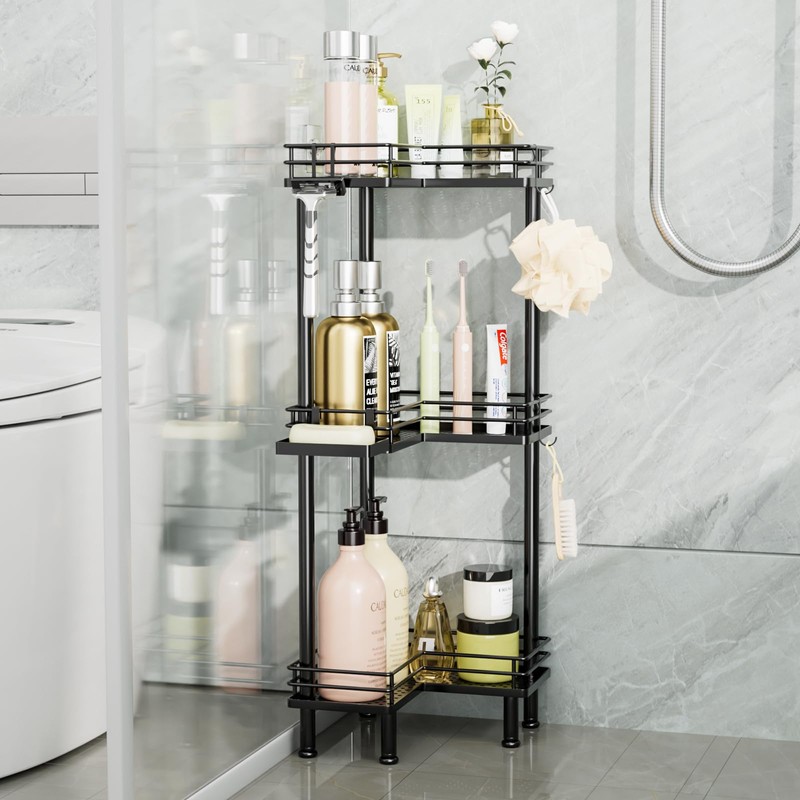 Consumest Corner Shower Caddy Standing - 3-Tier Stainless Steel Shower