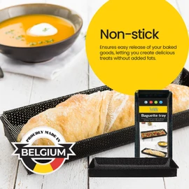 NoStik Perfect Baguette Crisper Tray 1 Piece Free Baking Without Oil - Black