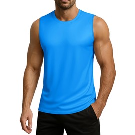 Cavva Gym Tank Tops Workout Quick Dry Athletic Tank Top for Men Sleeveless Beach Swimming Shirts Azure XL