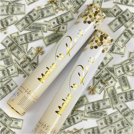 Confetti Cannon Party Poppers - Money Confetti Poppers - 2 Pack - Mini 100 Dollar Bills Party Cannons Shooters  for Wedding, Birthdays, Celebrations - Colour: 2 Pack, Size: $100 Dollar Bills