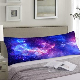 Galaxy Body Pillow Cover Outer Space Nebula Universe Star Night Starry Sky Cushion Long Pillowcase with Zipper Blue Purple Pillow Covers Decorative Soft Bedding Pillow Cases for Bedroom,Sofa,20"x54"