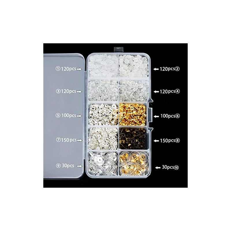 Kit de Respaldos para Aretes 1040 Piezas con Caja