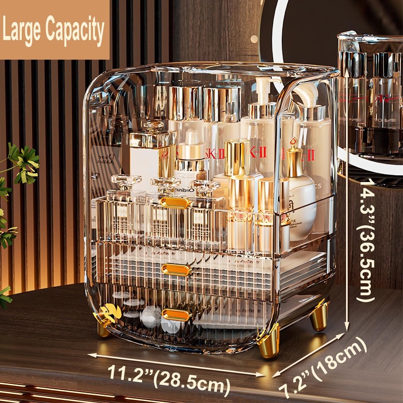 Makeup Organizer, Large Capacity Cosmetics Makeup Organizer for Vanity, Dustproof