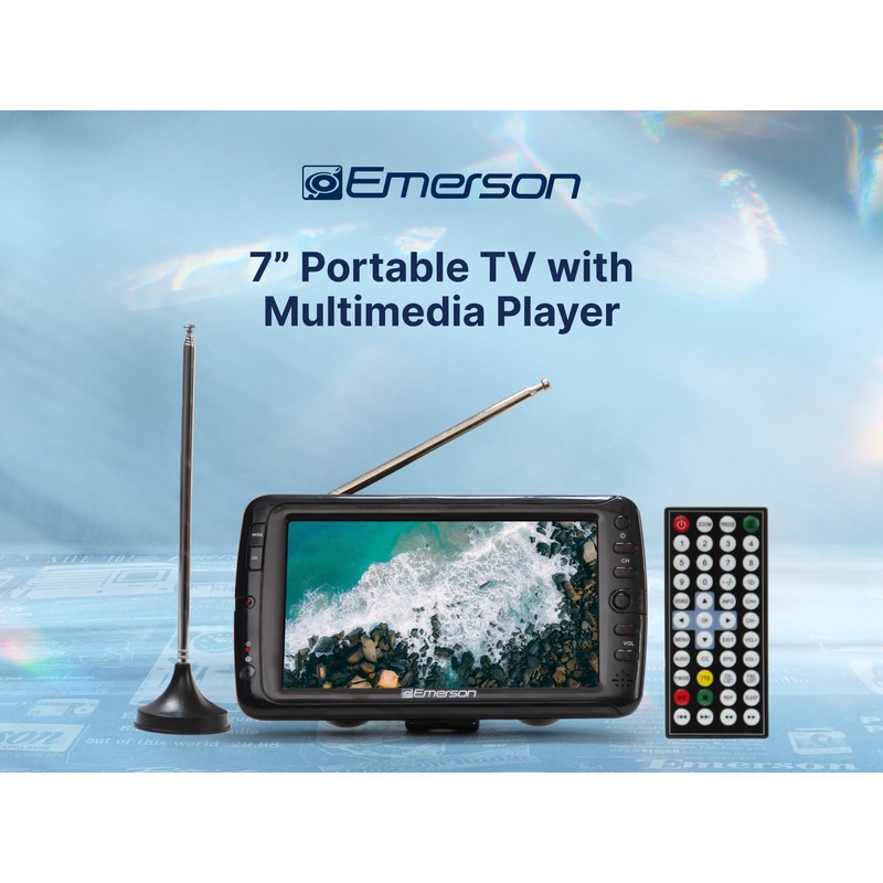 Emerson 7" Portable TV LCD Monitor – Rechargeable Battery Operated