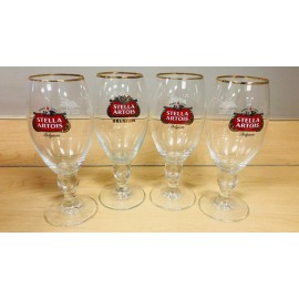 Stella Artois NEW set of 4 Stella Artois Goblets Chalices Pub Bar 40 CL Party Man Cave events