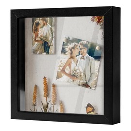 3D Shadow Box Frame, Shadow Box Frame, Wooden Photo Frame, Deep Box Frame for Objects up to 3 cm for photos Crafts Artworks Memory Tickets(Black)
