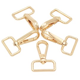 JWBIZ 12 Pcs D Ring Swivel Lobster Claw Clasp, Push Gate Snap Hooks Trigger Clips(Gold, 1 1/4 inch)