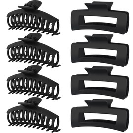 LuSeren Hair Clips for Women 4.3 Inch Large Hair Claw Clips for Women Thin Thick Curly Hair, Big Matte Banana Clips,Strong Hold jaw clips (Black)