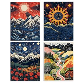 DOTSOPS Diamond Painting Kits Art Adults Painting Kit Crafts DIY 5D Diamond Art Packs Kits Full for Adults Beginner Home Wall Decoration Gift 11.8x15.7 Inches (4 Pack Landscape Abstract)