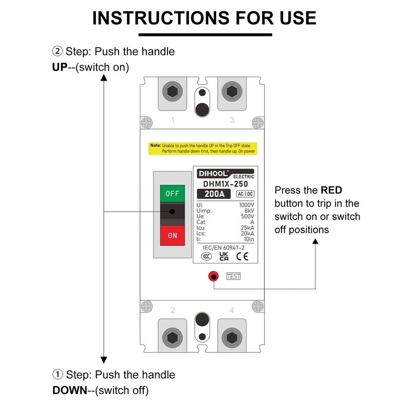 DIHOOL DC 200 Amp Breaker, 500V Battery Disconnect Switch for