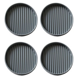 Set of 4 Round Rubber Non-Slip Furniture Coasters for Carpet Wood Floor Sofa Table Grey