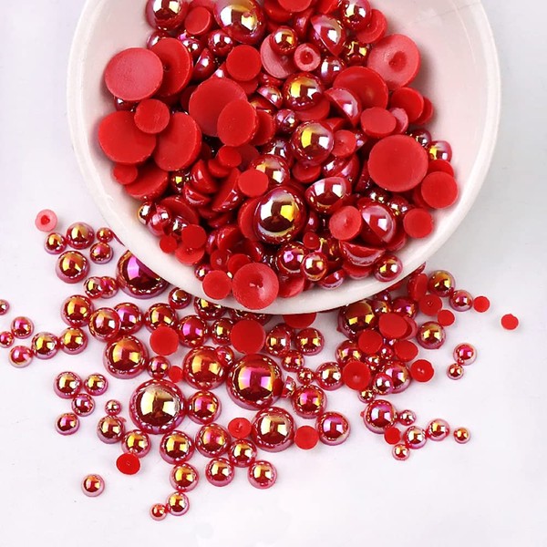 Anevous Pack of 240 Semicircular Beads, Flat Back Beads, Artificial