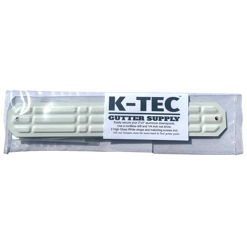 K-TEC 2"x3" High Gloss White Aluminum Downspout Straps with Color-Matched