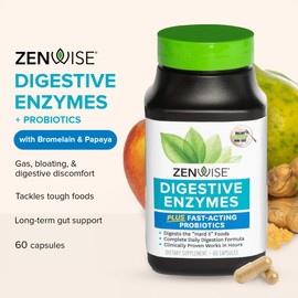 Zenwise Health Digestive Enzymes for Gut Health & Bloating Relief - Multi Enzymes Digestion Supplement with Probiotics, Bromelain & Papaya for Digestive Health Support - Men & Women - 180 Count