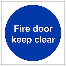 V Safety Fire Door Keep Clear Mandatory Sign - 100 mm x 100 mm - 2 mm Super Strong PETG