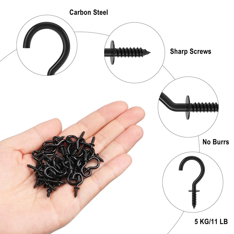 RELBRO 1/2 Inch Small Screw Hooks, Mini Metal Twist in