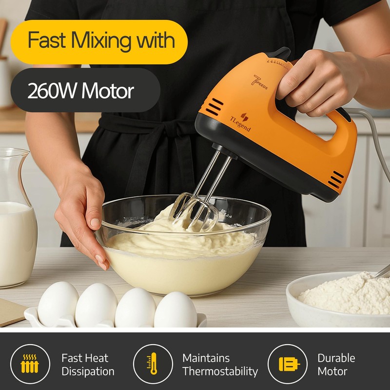 TechnoLegend Hand Mixer Electric Handheld – 7 Speed Ultra Power